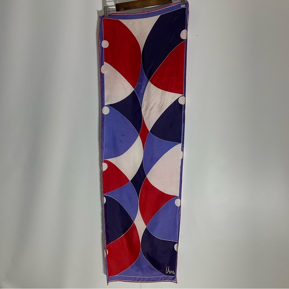 Vena Rectangular Red, Purple, White & Black Geometric Color Block Scarf - Picture 8 of 16